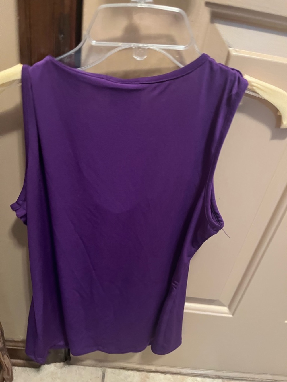 Purple Draped Cowl Neck Sleeveless Blouse - Picture 2 of 3